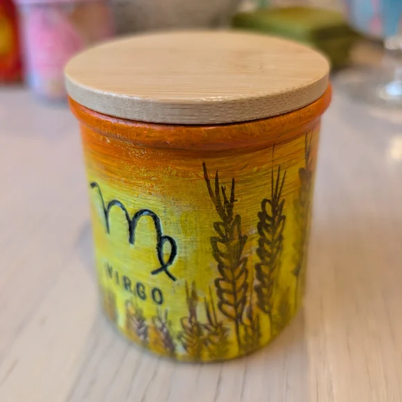 Virgo Zodiac Ceramic Jar With Lid - Picture 3 of 6